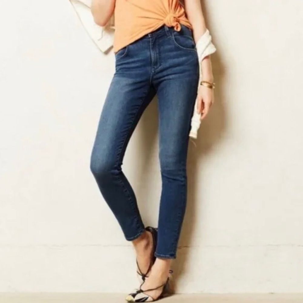 PILCRO Anthropologie High Rise Superscript Ankle‎ Jeans Medium Wash 28